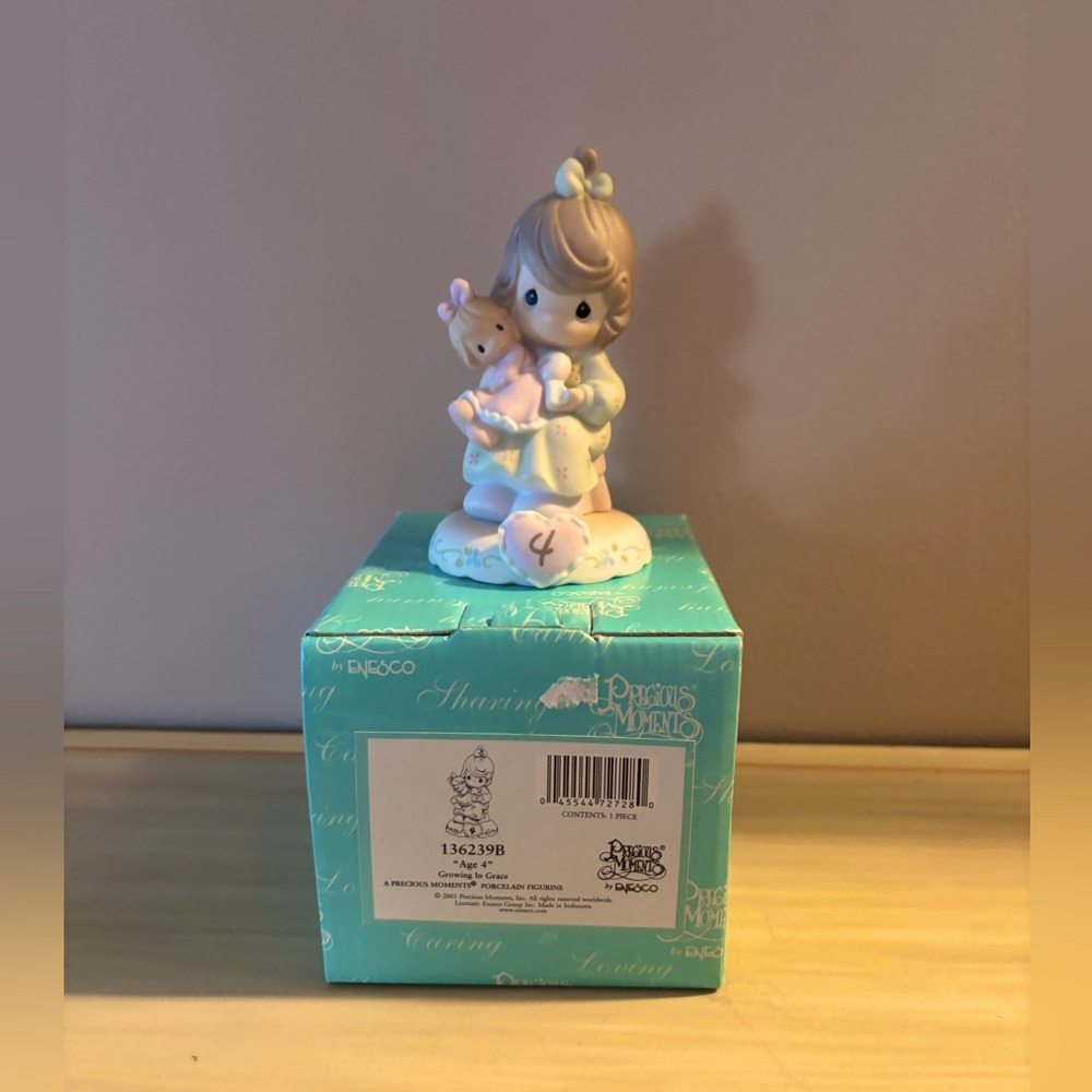 Precious Moments 4th birthday figurine with box has been in curio excellent cond
